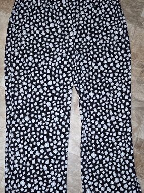 NWT Iman Black and White Abstract Spot Wide Leg Pants 3x Tall
